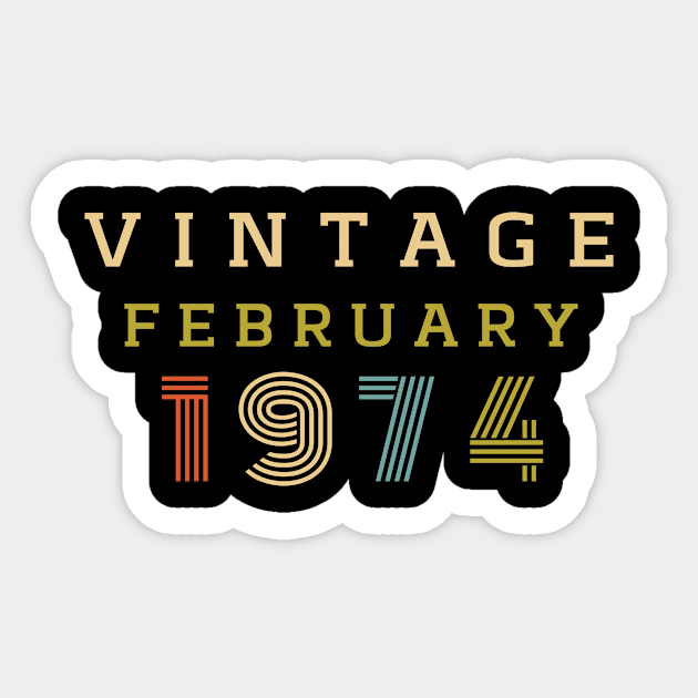 47 Year Old Birthday Gift Vintage 1974 February Sticker by divawaddle